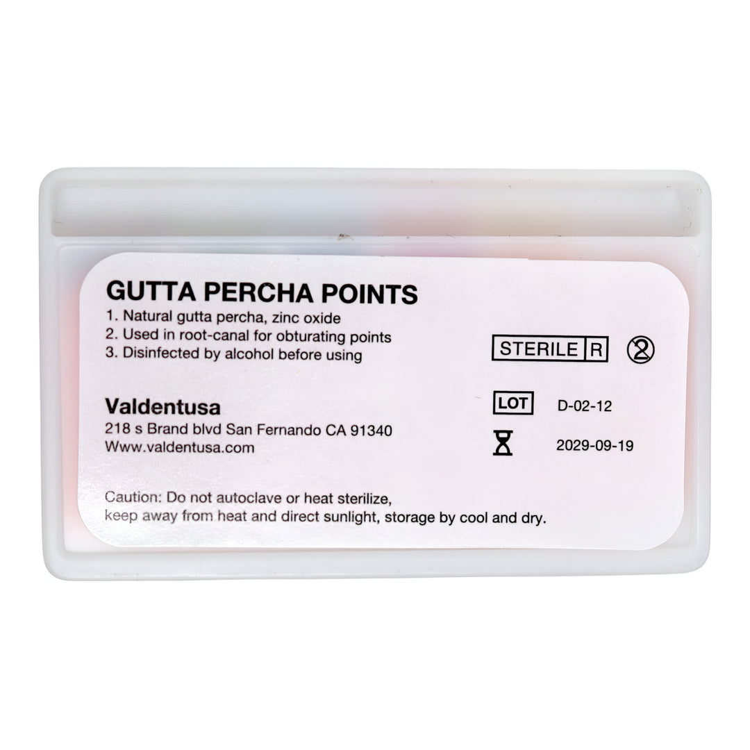 ValdentUSA Gutta Percha Points - Assorted #15,20,25,30,35,40 Taper size 0.02, Color Coded, 60 per pack