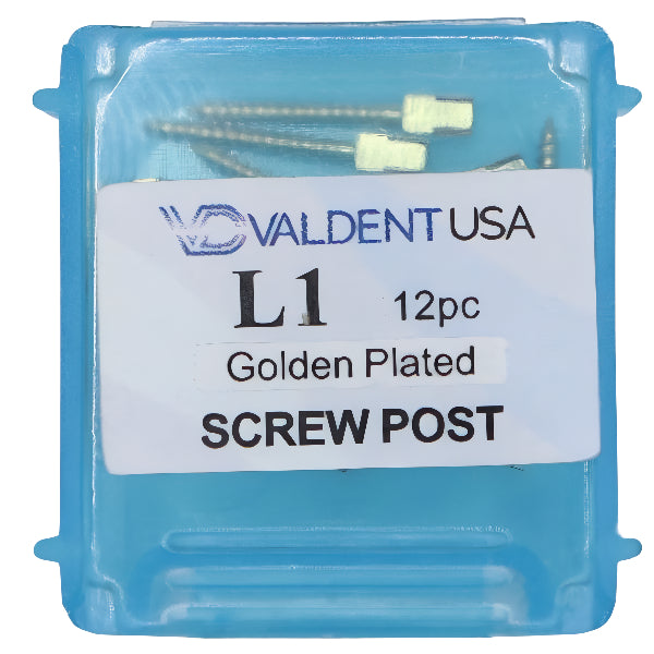 ValdentUSA Gold-Plated Screw Post Refill - L1, #1 Long 11.8mm, Package of 12