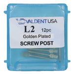 Load image into Gallery viewer, ValdentUSA Gold-Plated Screw Post Refill - L2, #2 Long 11.8mm, Package of 12