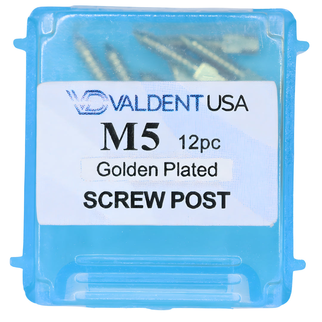 ValdentUSA Gold-Plated Screw Post Refill - M5, #5 Medium 9.3mm, Package of 12