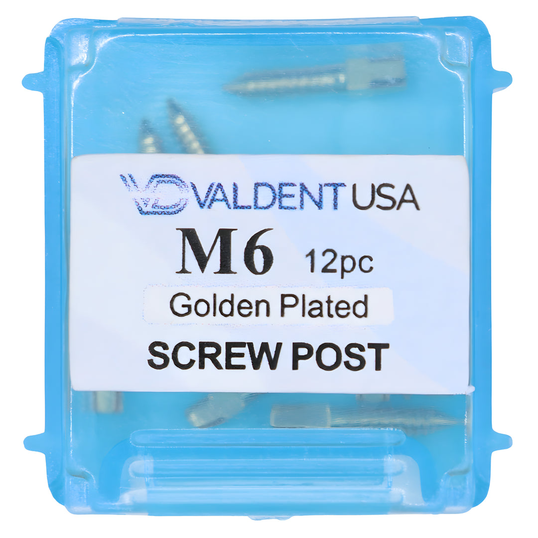 ValdentUSA Gold-Plated Screw Post Refill - M6, #6 Medium 9.3mm, Package of 12
