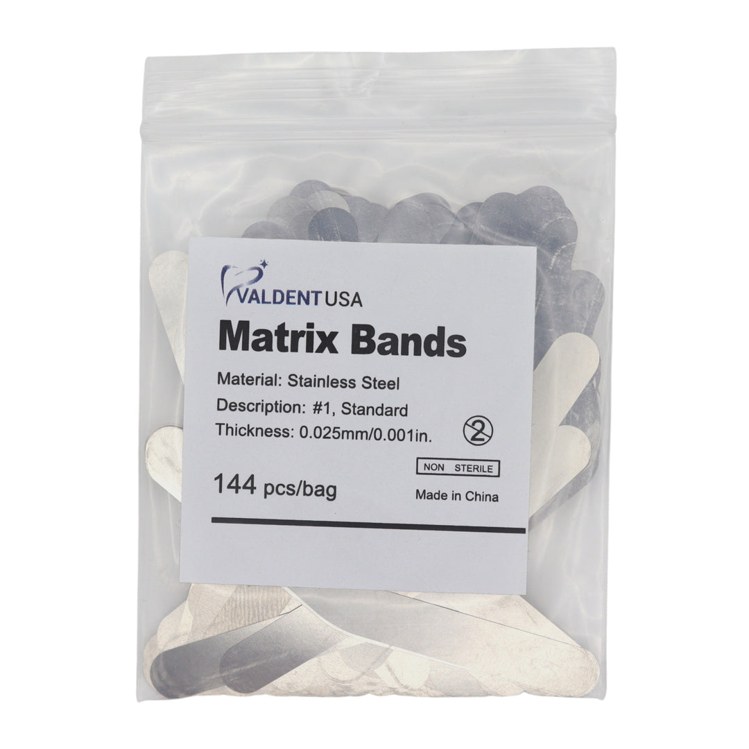 ValdentUSA Tofflemire Matrix Band, #1 Size, .001 Gauge, Stainless Steel, Package of 144 matrix
