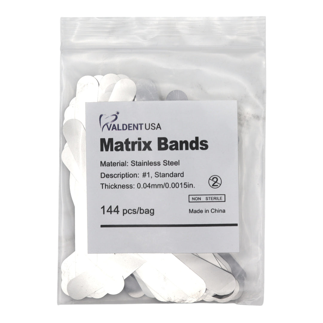 ValdentUSA Tofflemire Matrix Band, #1 Size, .0015 Gauge, Stainless Steel, Package of 144 matrix