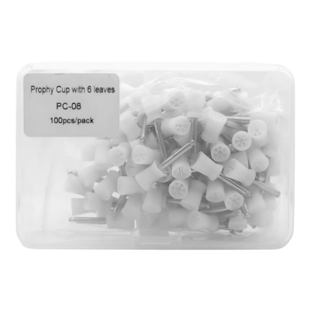 ValdentUSA Disposable Prophy Cups - Latch Type, 6 Leaves,, Silicone Soft, 100/pk