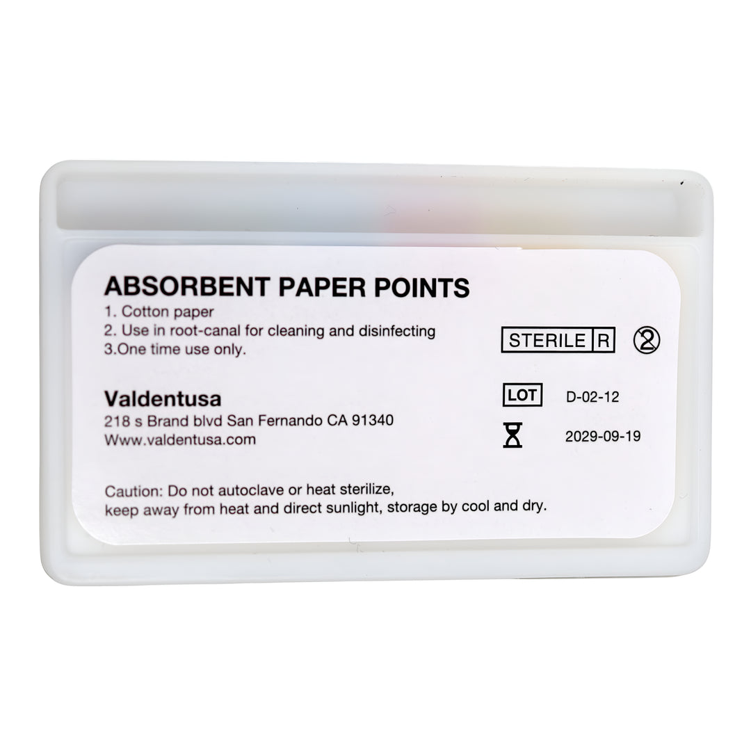 ValdentUSA Absorbent Paper Points - #15,#20,#25,#30,#35,#40, Taper size 0.04, 60/Box