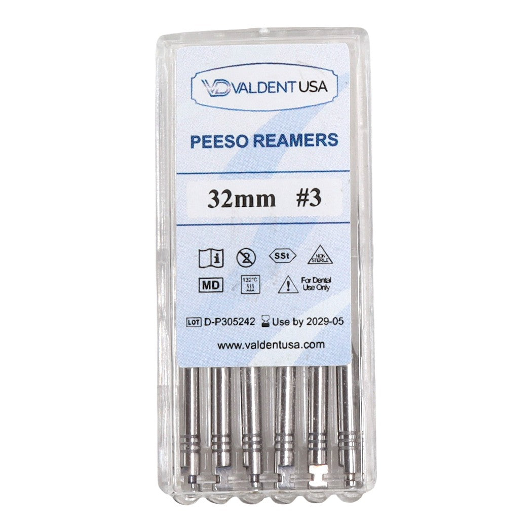 ValdentUSA #3 Peeso Reamer, 32mm Stainless Steel, 6 per pack