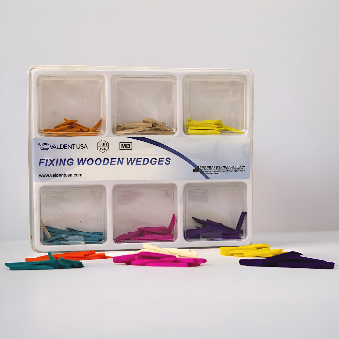 ValdentUSA Wooden Wedges Assorted, Colored, Multiple Size. 100/Pk