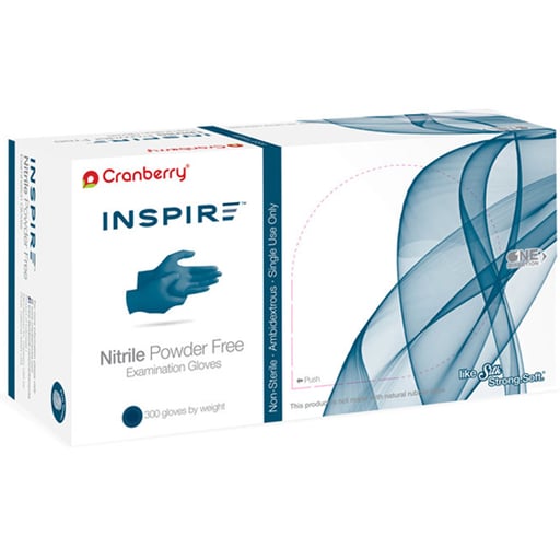 Cranberry Inspire Nitrile Exam Gloves, Small, Powder Free, Non-Sterile, Blue, 3000pcs Case