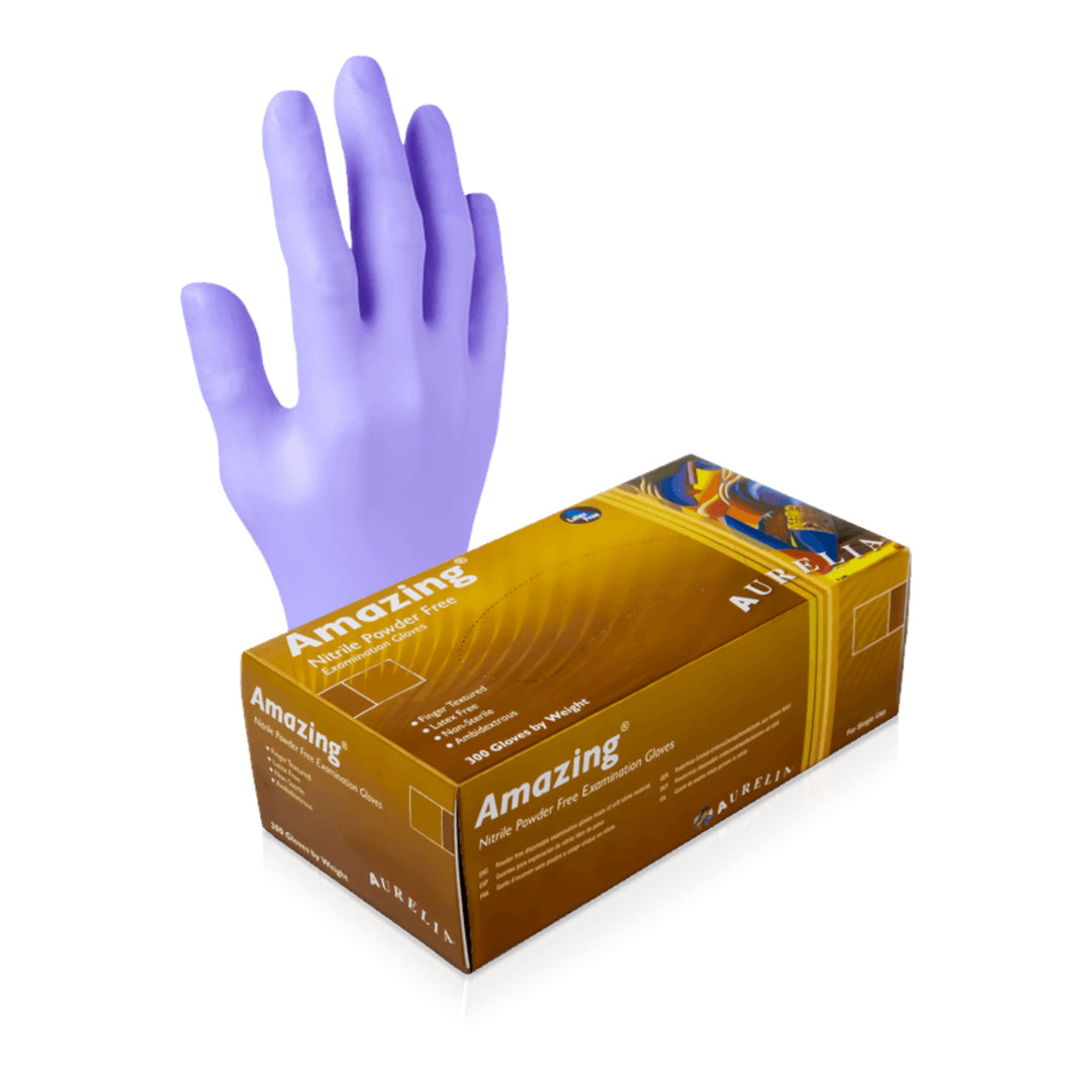 Aurelia Amazing - Lavender Blue Nitrile 3.2 mil thickness Powder Free Examination Gloves, 300/box