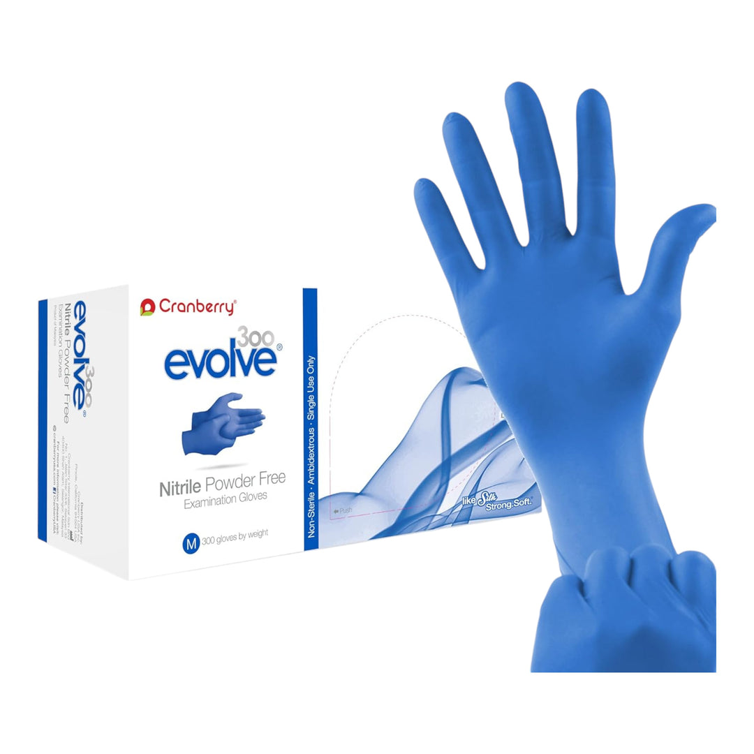 Cranberry Evolve - Blue Nitrile Powder Free Examination Gloves, 300/box