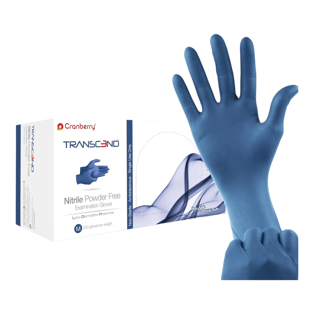 Cranberry Transcend - Matte Blue Nitrile Powder Free Examination Gloves, 300/box