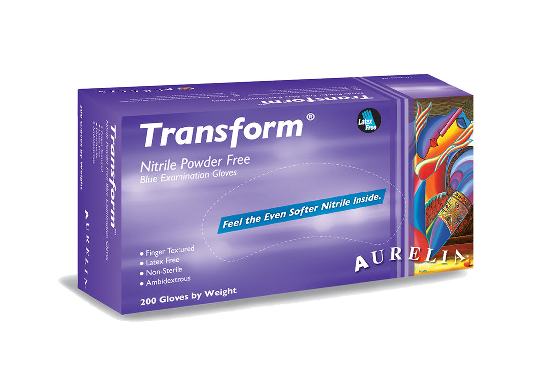 Aurelio - Transform Nitrile exam gloves - BLUE LARGE - 200 count