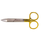 Load image into Gallery viewer, ValdentUSA 4.5&quot; Curved Crown &amp; Gold Scissors with smooth Blades
