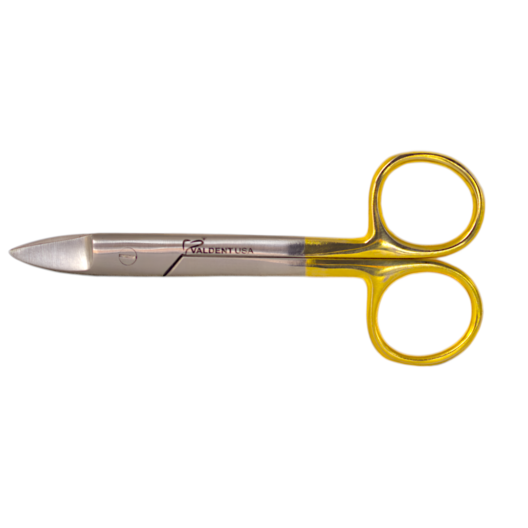 ValdentUSA 4.5" Curved Crown & Gold Scissors with smooth Blades