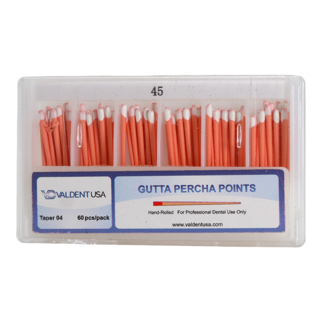 ValdentUSA Gutta Percha Points - #45, Taper 04, Color Coded, 60 per pack