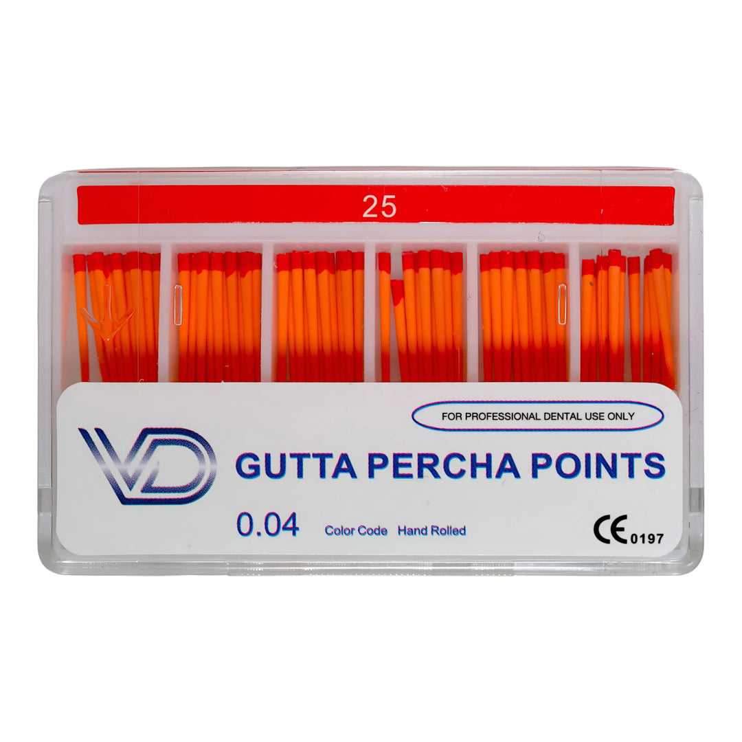 ValdentUSA Gutta Percha Points - #25, Taper 04, Color Coded, 60 per pack