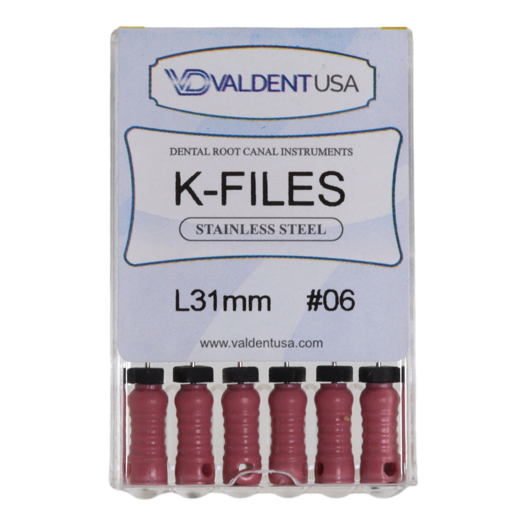 ValdentUSA #06, 31 mm Stainless Steel ISO Standard K-File, 6/Pk