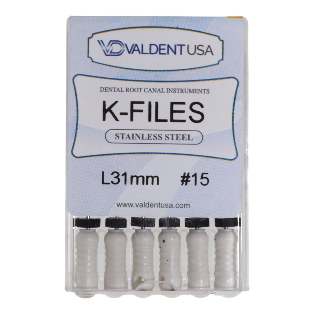 ValdentUSA #15, 31 mm Stainless Steel ISO Standard K-File, 6/Pk