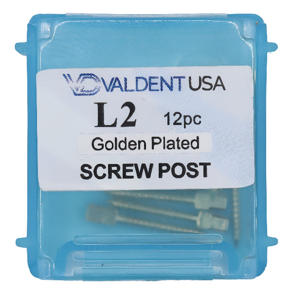 ValdentUSA Gold-Plated Screw Post Refill - L2, #2 Long 11.8mm, Package of 12