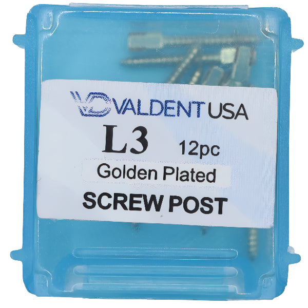 ValdentUSA Gold-Plated Screw Post Refill - L3, #3 Long 11.8mm, Package of 12