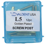 Load image into Gallery viewer, ValdentUSA Gold-Plated Screw Post Refill - L5, #5 Long 11.8mm, Package of 12
