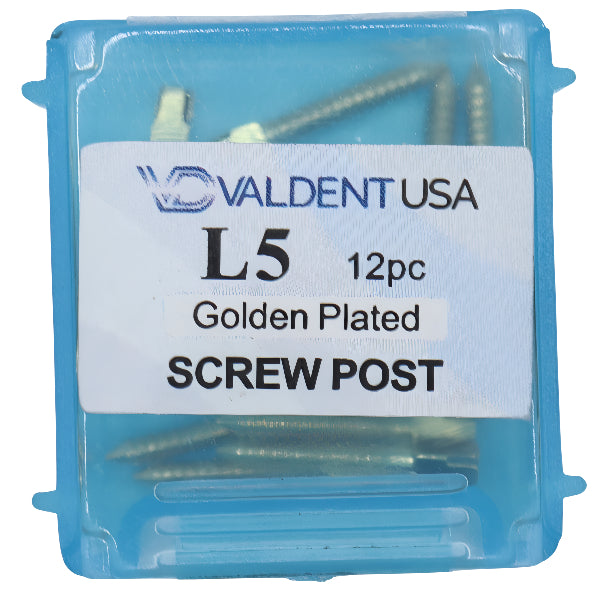 ValdentUSA Gold-Plated Screw Post Refill - L5, #5 Long 11.8mm, Package of 12