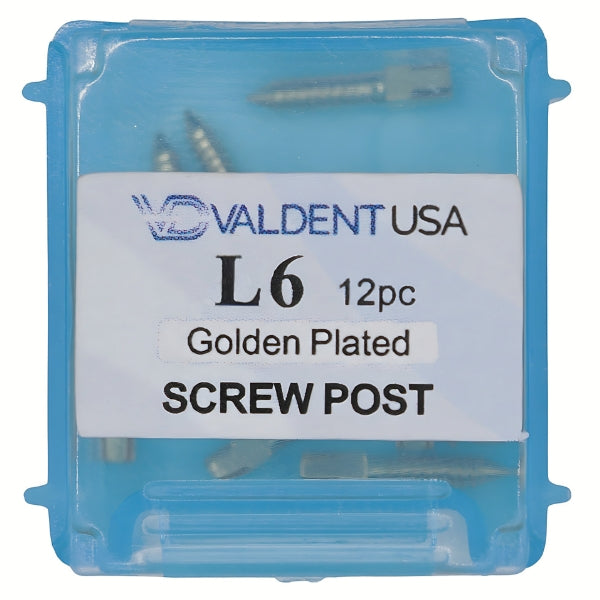 ValdentUSA Gold-Plated Screw Post Refill - L6, #6 Long 11.8mm, Package of 12