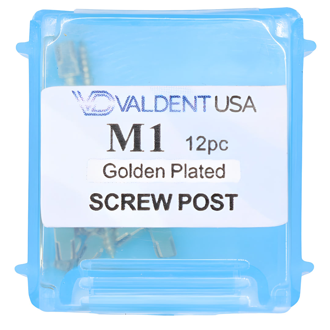 ValdentUSA Gold-Plated Screw Post Refill - M1, #1 Medium 9.3mm, Package of 12