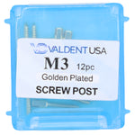 Load image into Gallery viewer, ValdentUSA Gold-Plated Screw Post Refill - M3, #3 Medium 9.3mm, Package of 12
