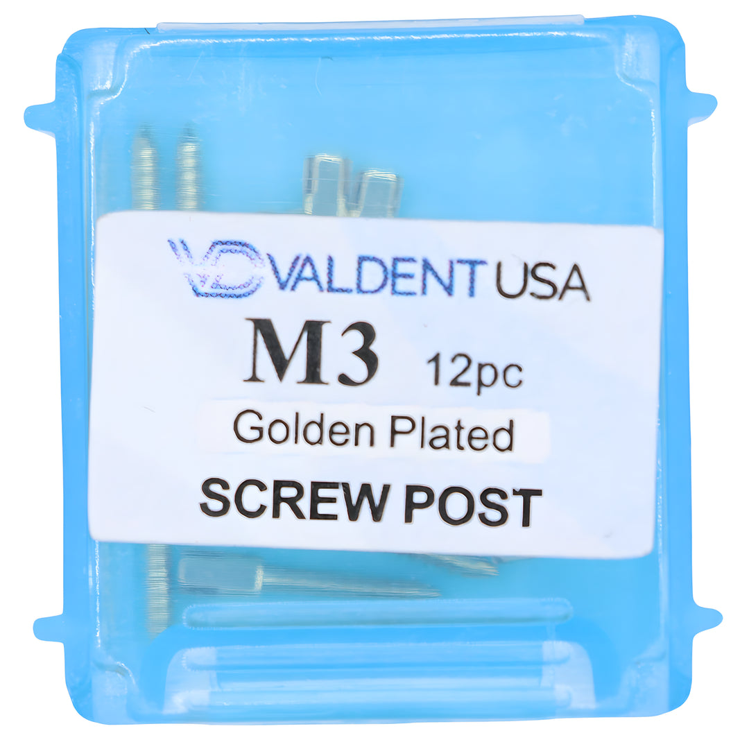 ValdentUSA Gold-Plated Screw Post Refill - M3, #3 Medium 9.3mm, Package of 12