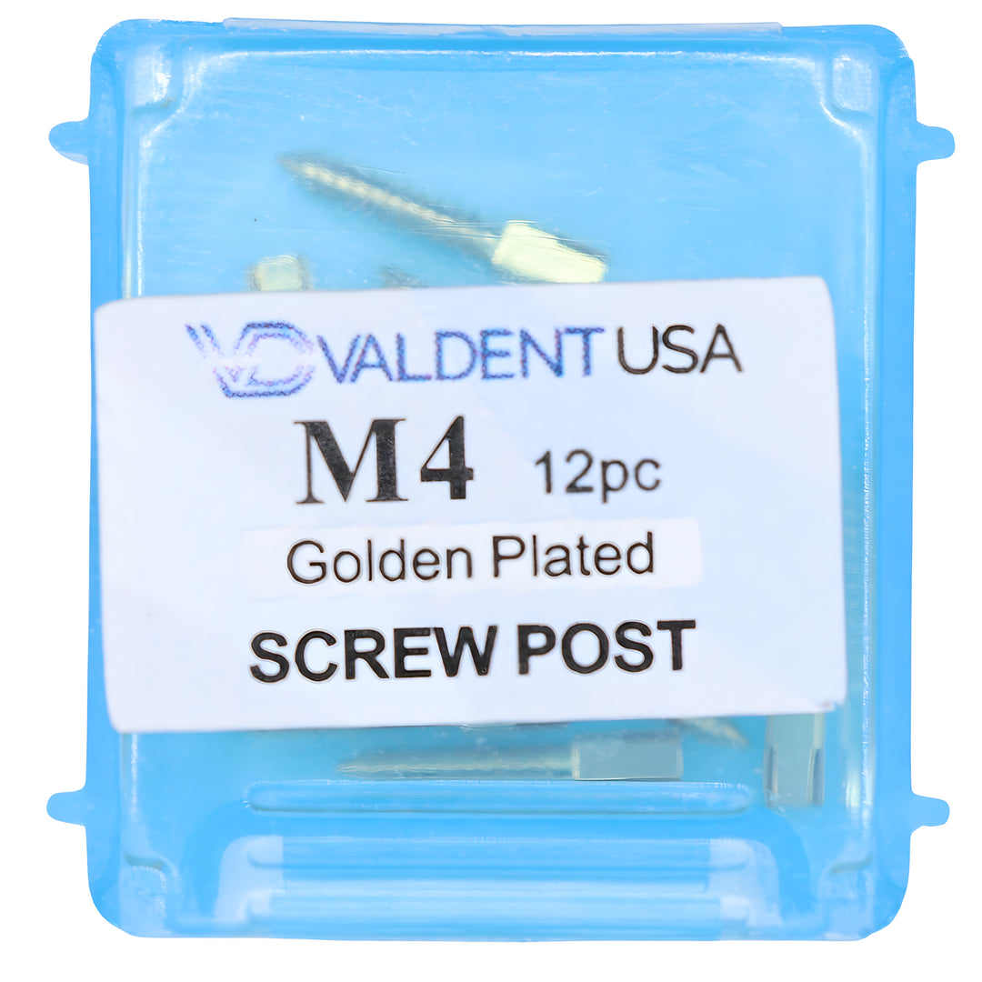 ValdentUSA Gold-Plated Screw Post Refill - M4, #4 Medium 9.3mm, Package of 12