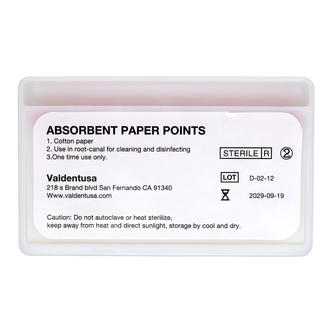 ValdentUSA Absorbent Paper Points - #25, Taper size 0.06, 100/Box