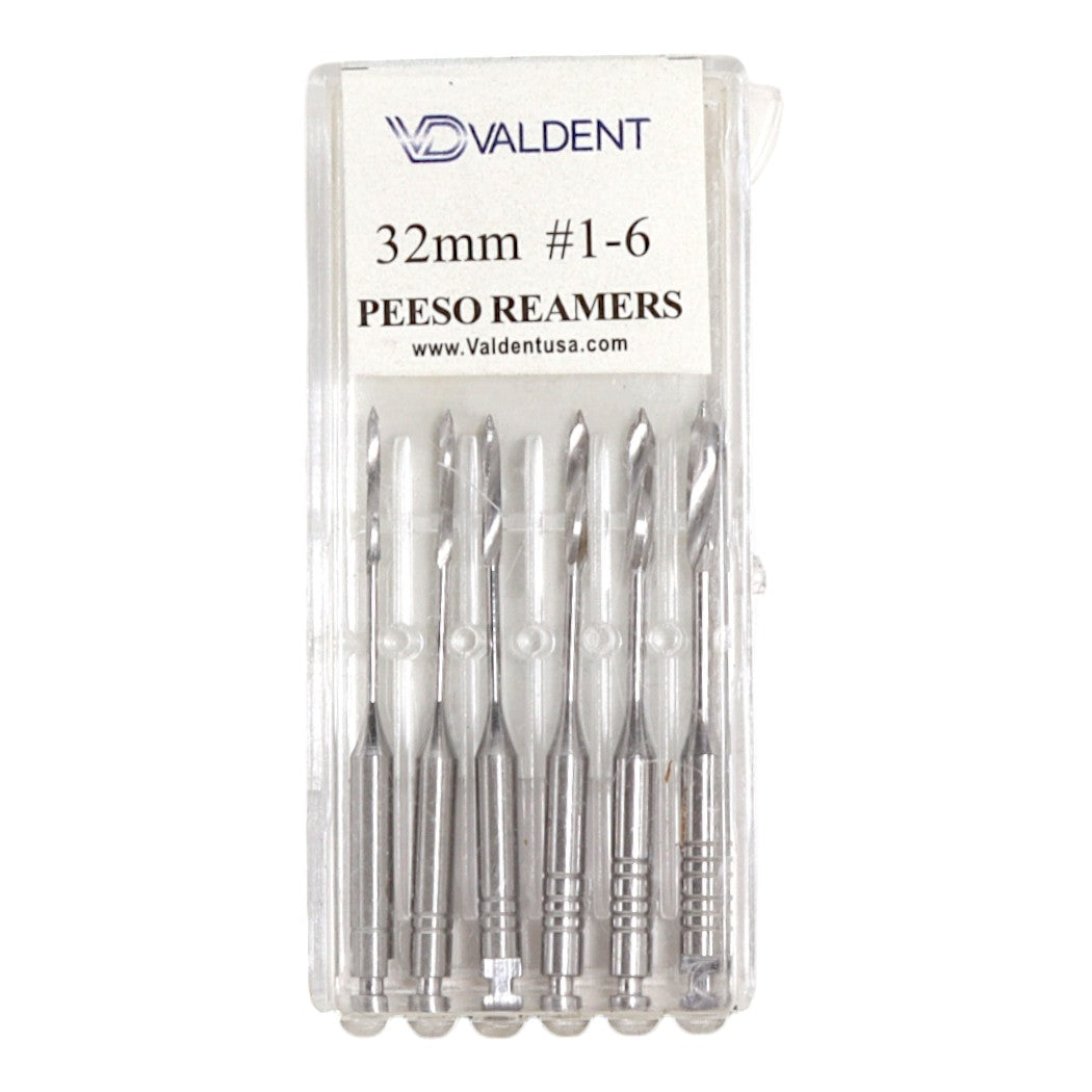 ValdentUSA #1 - #6 Peeso Reamer, 32mm Stainless Steel, Assorted, 6 per pack