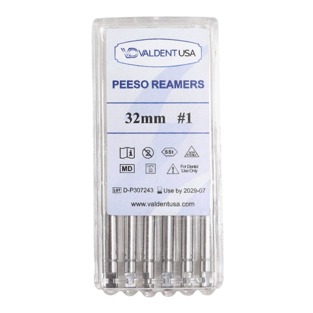 ValdentUSA #1 Peeso Reamer, 32mm Stainless Steel, 6 per pack