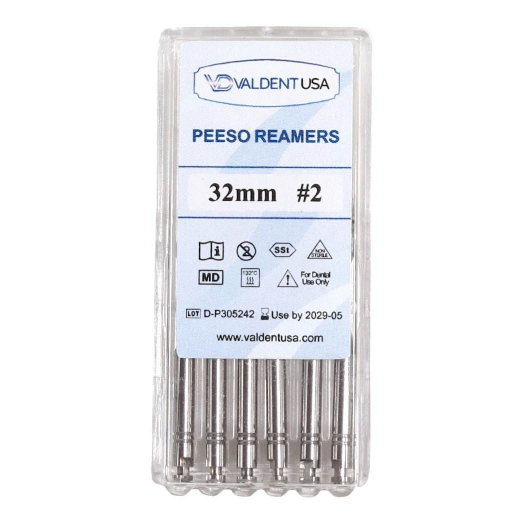 ValdentUSA #2 Peeso Reamer, 32mm Stainless Steel, 6 per pack