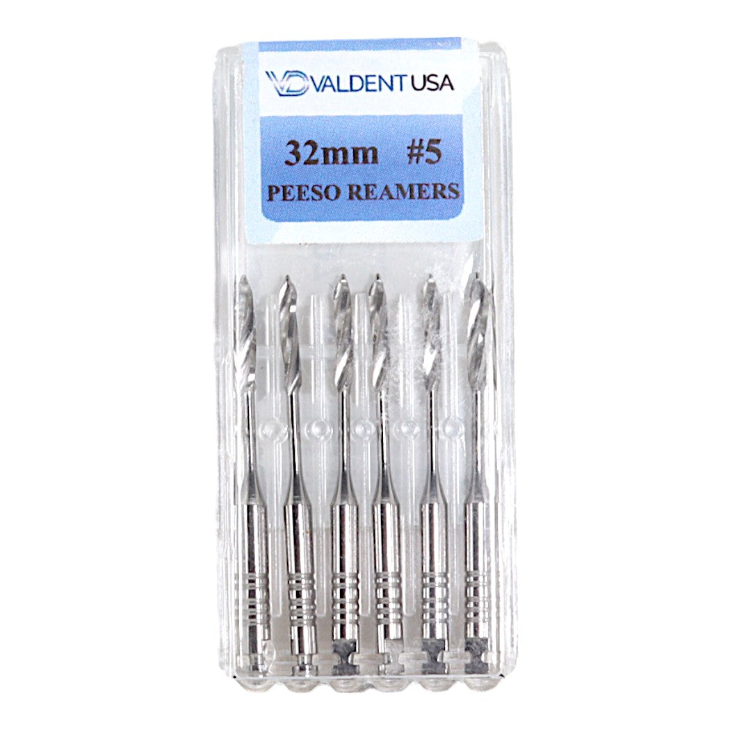 ValdentUSA #5 Peeso Reamer, 32mm Stainless Steel, 6 per pack