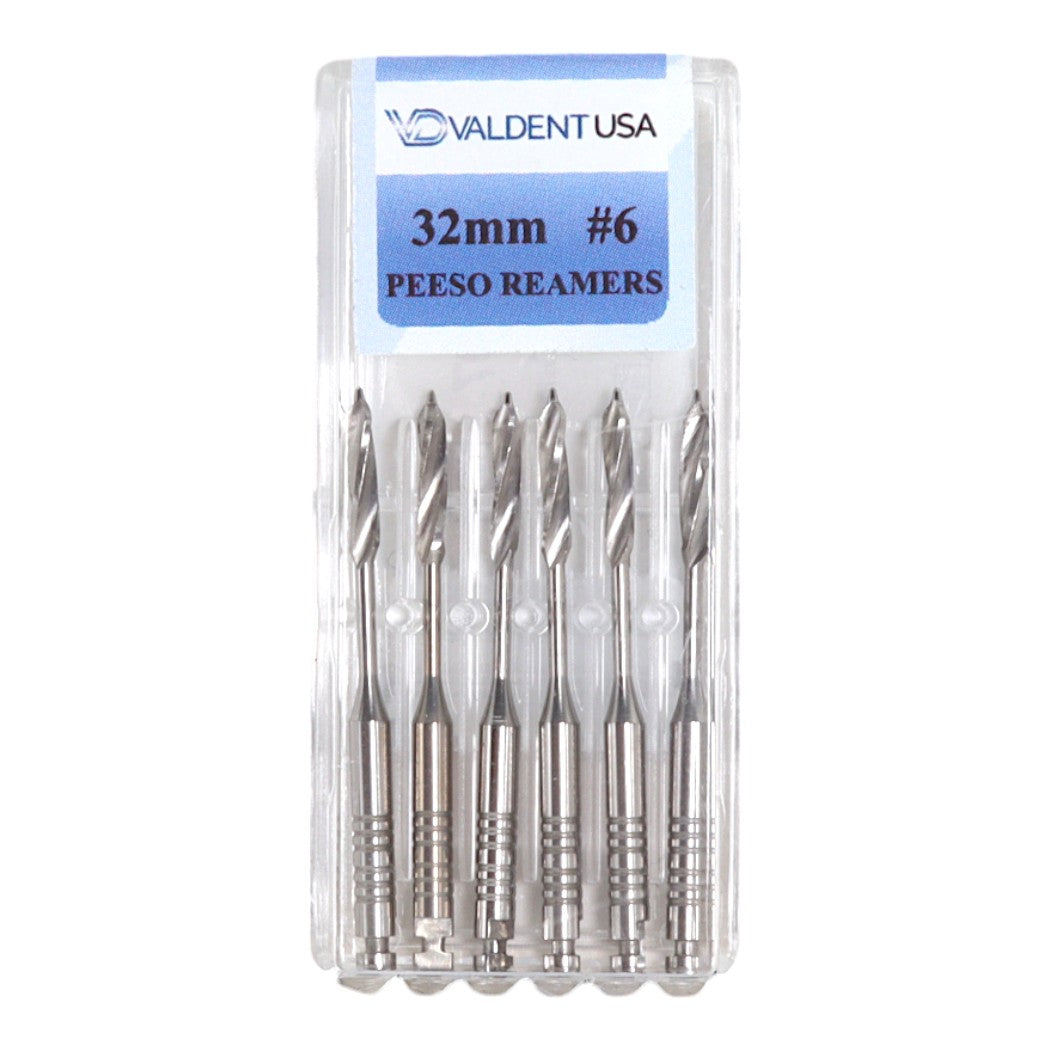 ValdentUSA #6 Peeso Reamer, 32mm Stainless Steel, 6 per pack