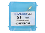 Load image into Gallery viewer, ValdentUSA Gold-Plated Screw Post Refill - S1, #1 Short 7.8mm, Package of 12
