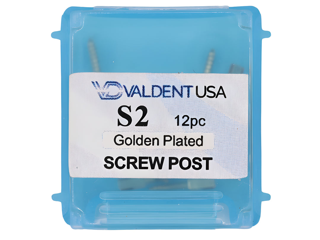 ValdentUSA Gold-Plated Screw Post Refill - S2, #2 Short 7.8mm, Package of 12