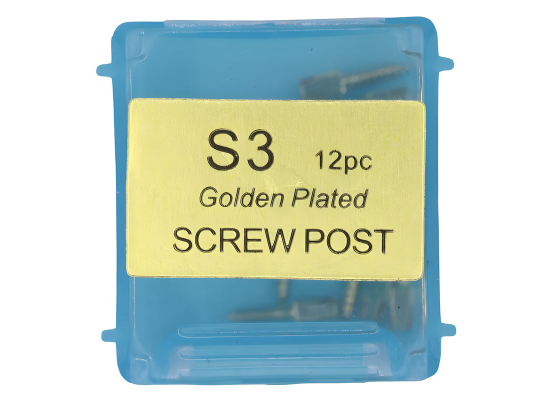 ValdentUSA Gold-Plated Screw Post Refill - S3, #3 Short 7.8mm, Package of 12