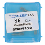 Load image into Gallery viewer, ValdentUSA Gold-Plated Screw Post Refill - S6, #6 Short 7.8mm, Package of 12
