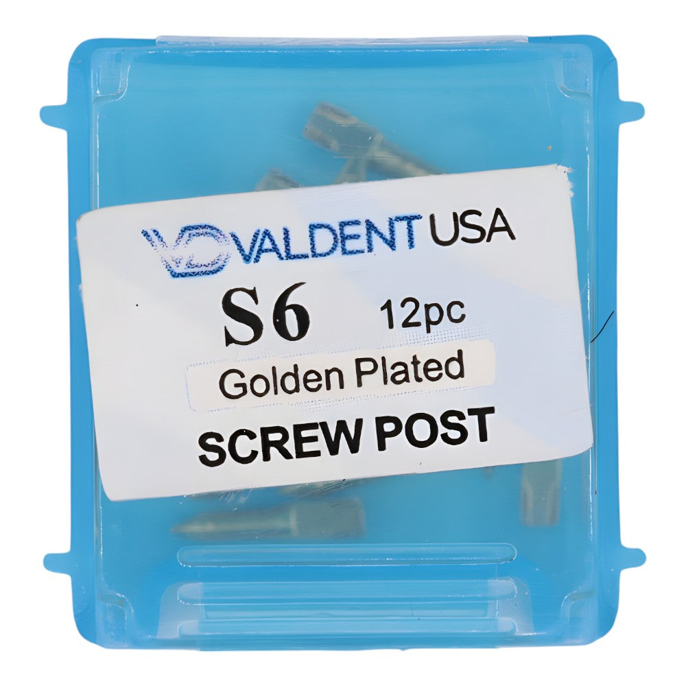 ValdentUSA Gold-Plated Screw Post Refill - S6, #6 Short 7.8mm, Package of 12