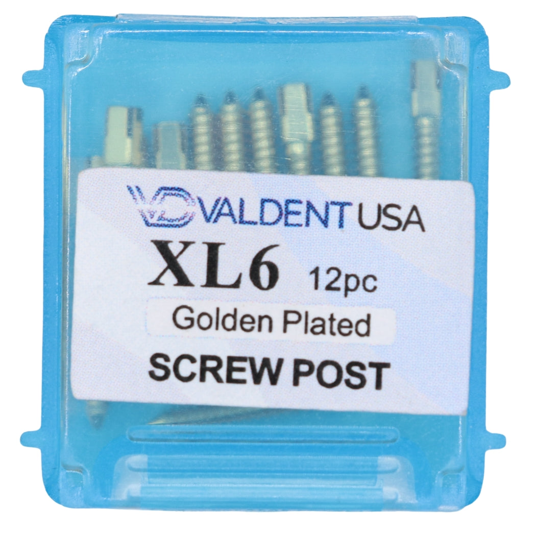 ValdentUSA Gold-Plated Screw Post Refill - XL6, #6 X-Long 14.2mm, Package of 12