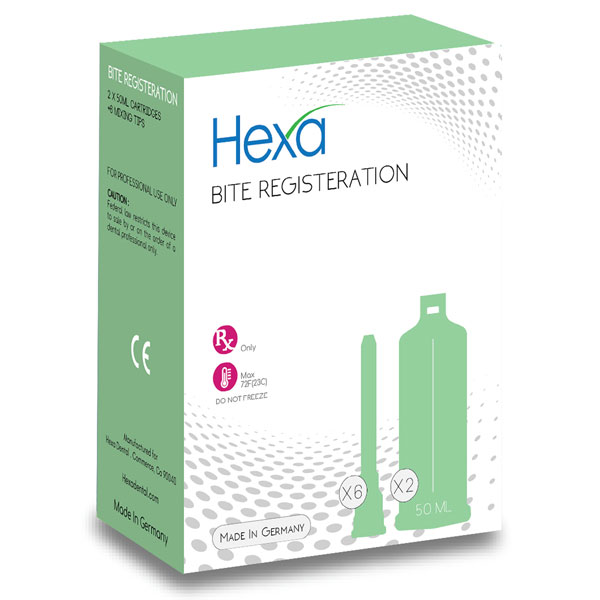 Hexa Bite Registration 50ml, Fast Set, GERMAN MADE, 2 Cartridges+4 Mixing Tips, HB-0002