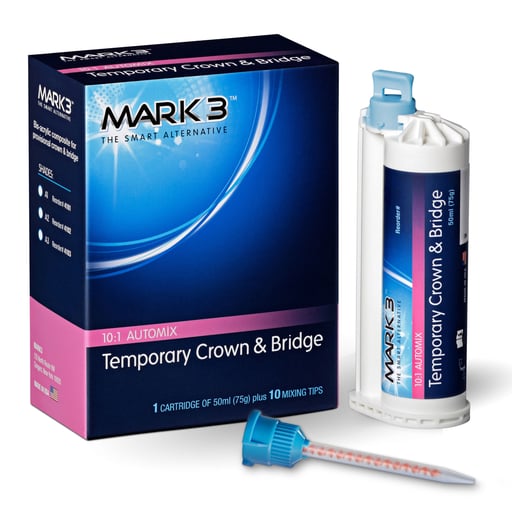 MARK3 Crown & Bridge Temporary Material, A3, 75 Gm. Cartridge and 10 Mixing Tips