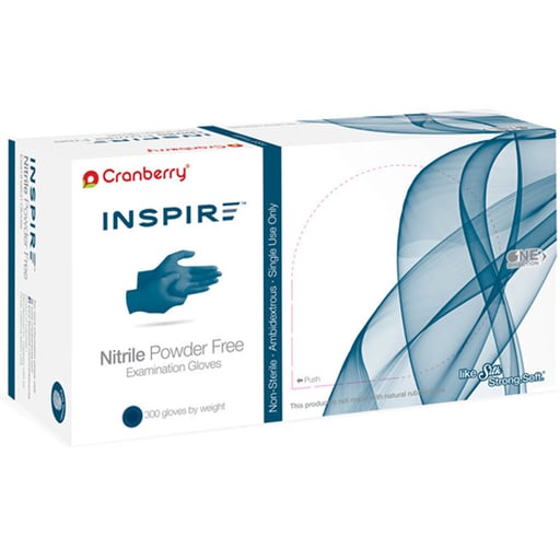 Inspire Nitrile Exam Gloves, Small, Powder Free, Non-Sterile, Blue, 300/Box