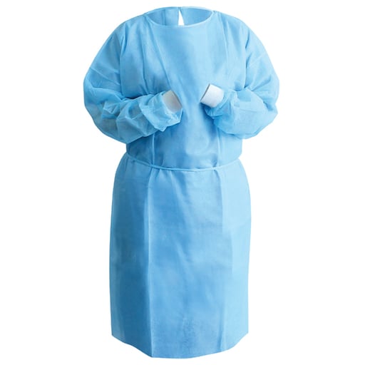 Blue Disposable Isolation Gowns, Regular/Large, 50/Case