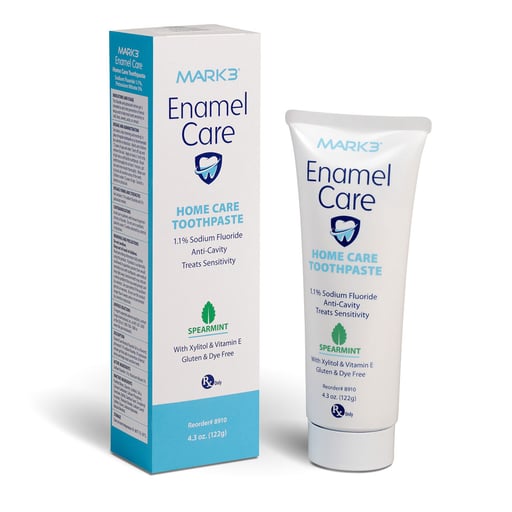 MARK3 Enamel Care 1.1% Sodium Fluoride Home Care Anti-Cavity Toothpaste RX only, Spearmint, 4.3 Oz. Tube