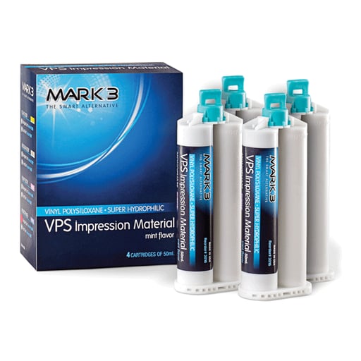 MARK3 VPS Impression Material, Heavy Body, Fast Set, 4 x 50 ml Cartridges