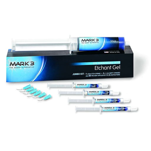 MARK3 Etchant Gel 37% Phosphoric Acid, Jumbo Pack 50 mL Syringe Kit.